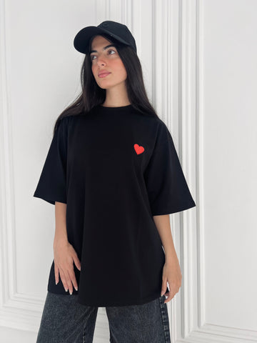 I Heart You Black Oversized Heart T-shirt