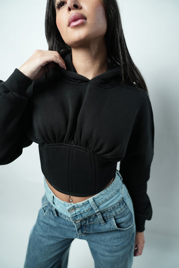Honey corset hoodie black