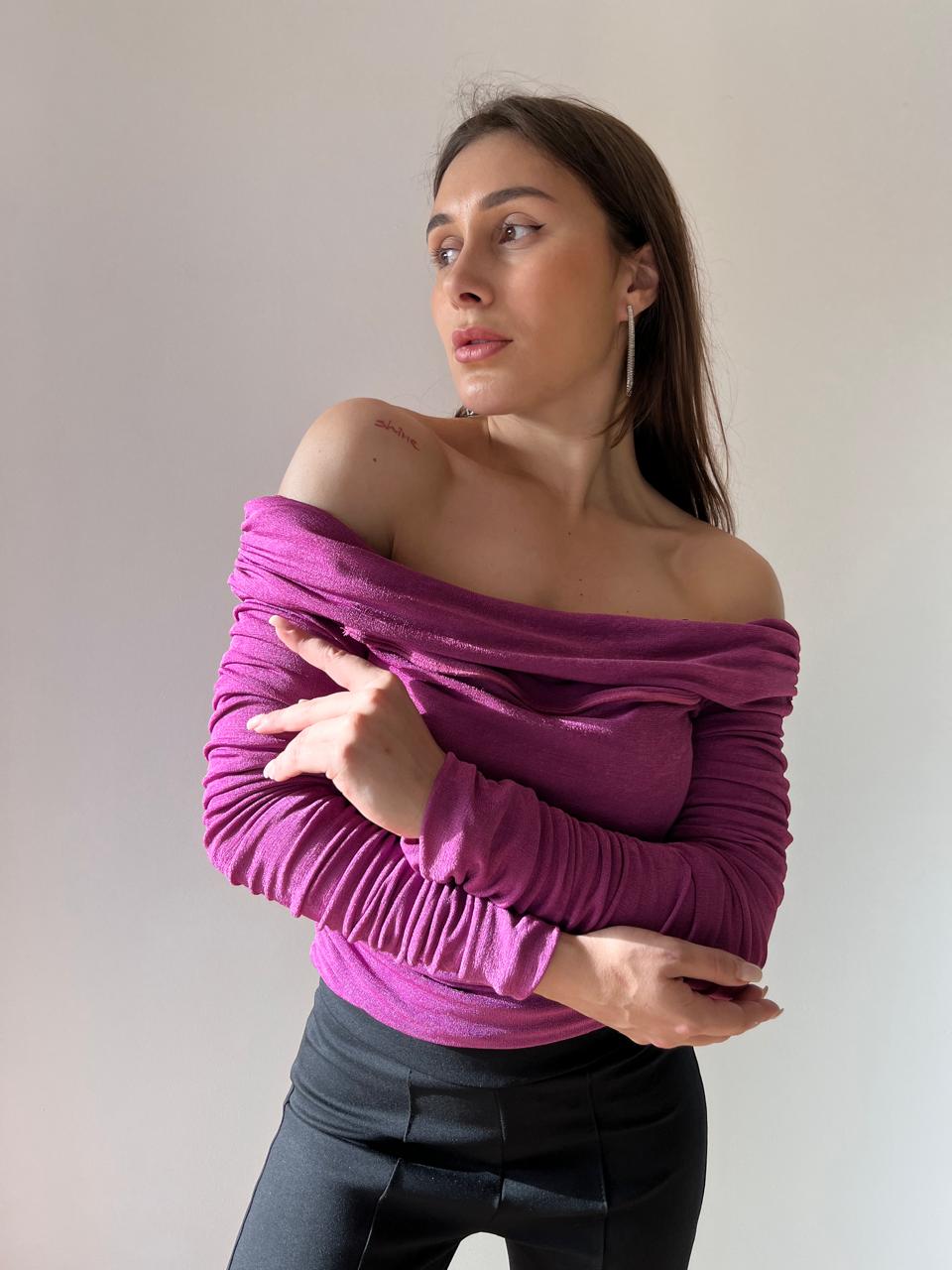 Off Shoulder Top In Purple