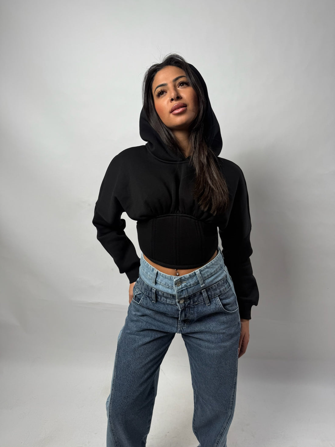 Honey corset hoodie black