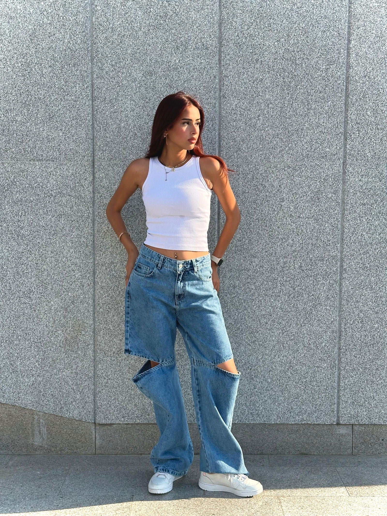 Cut out denim pants - MaisondeChris