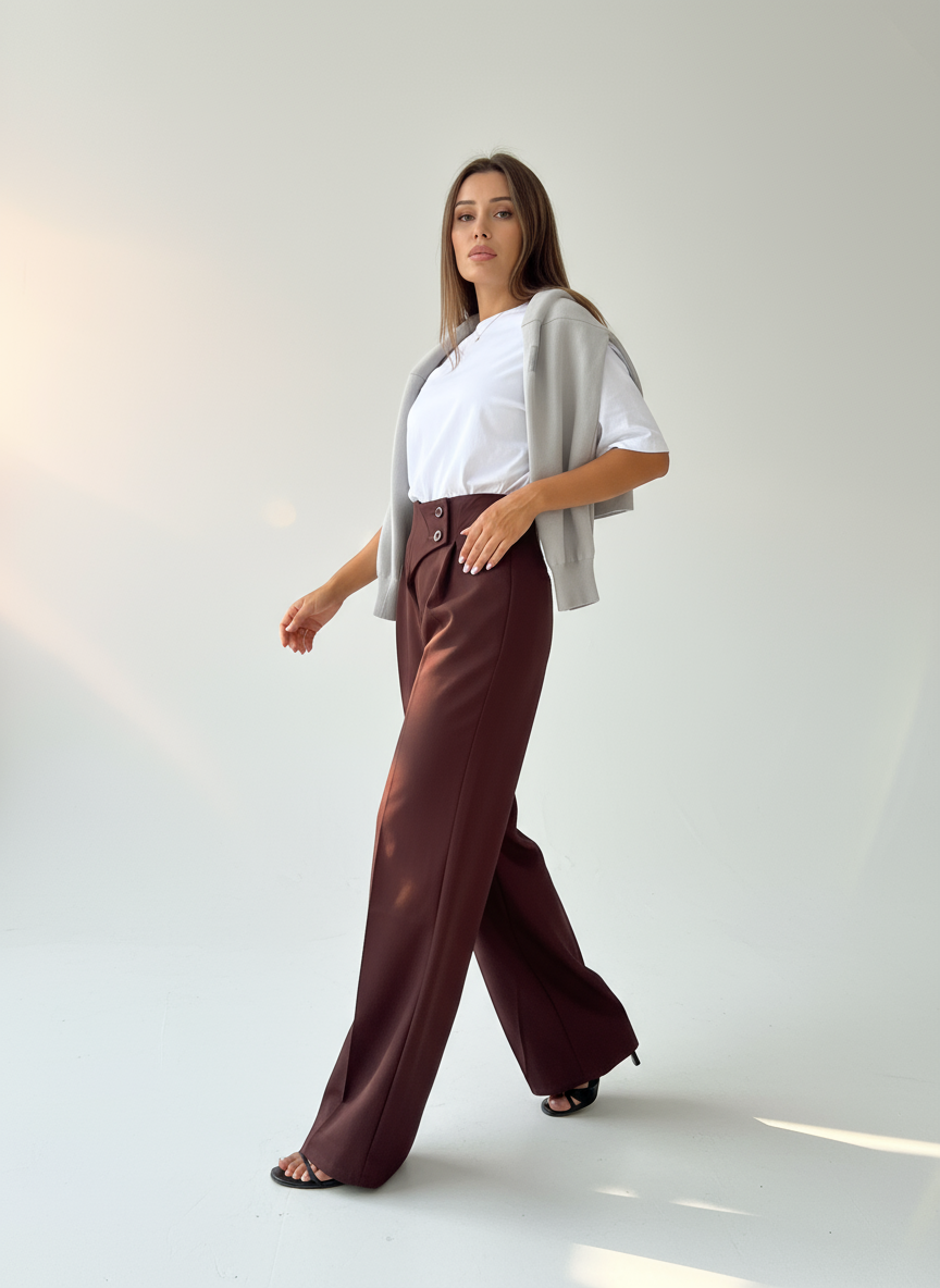The prestige pants in wine color