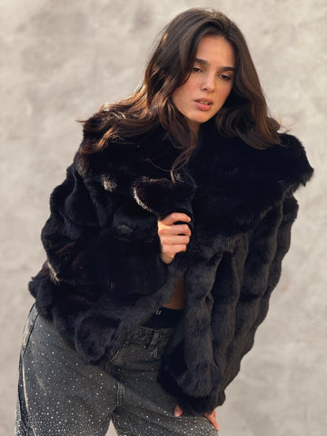 Feel the lux fur jacket in black