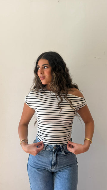 mid-night stripes top