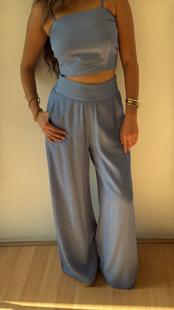 Denim effect pants light blue