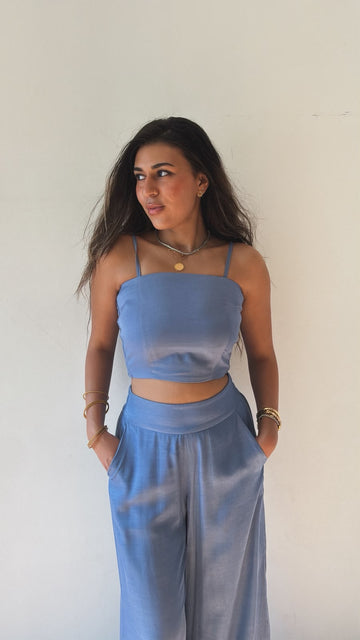 Denim effect top light blue