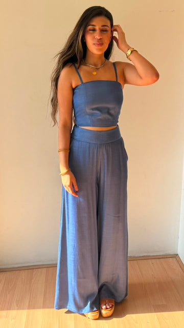 Denim effect top
