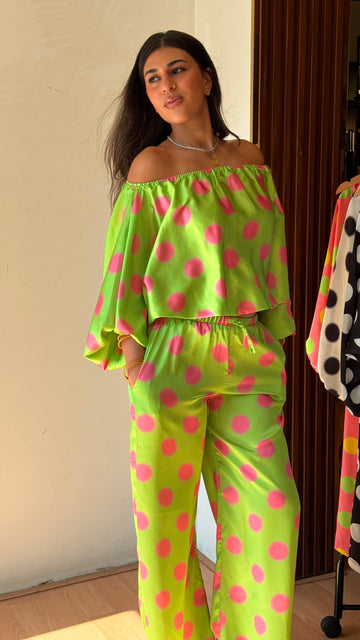 Pants polka dot pink in lemon