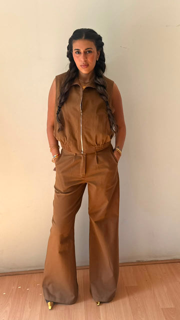Vest lily gabardine brown