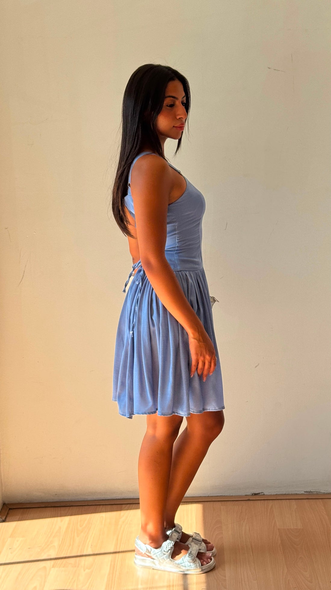 Denim effect dress light blue