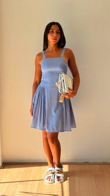 Denim effect dress light blue