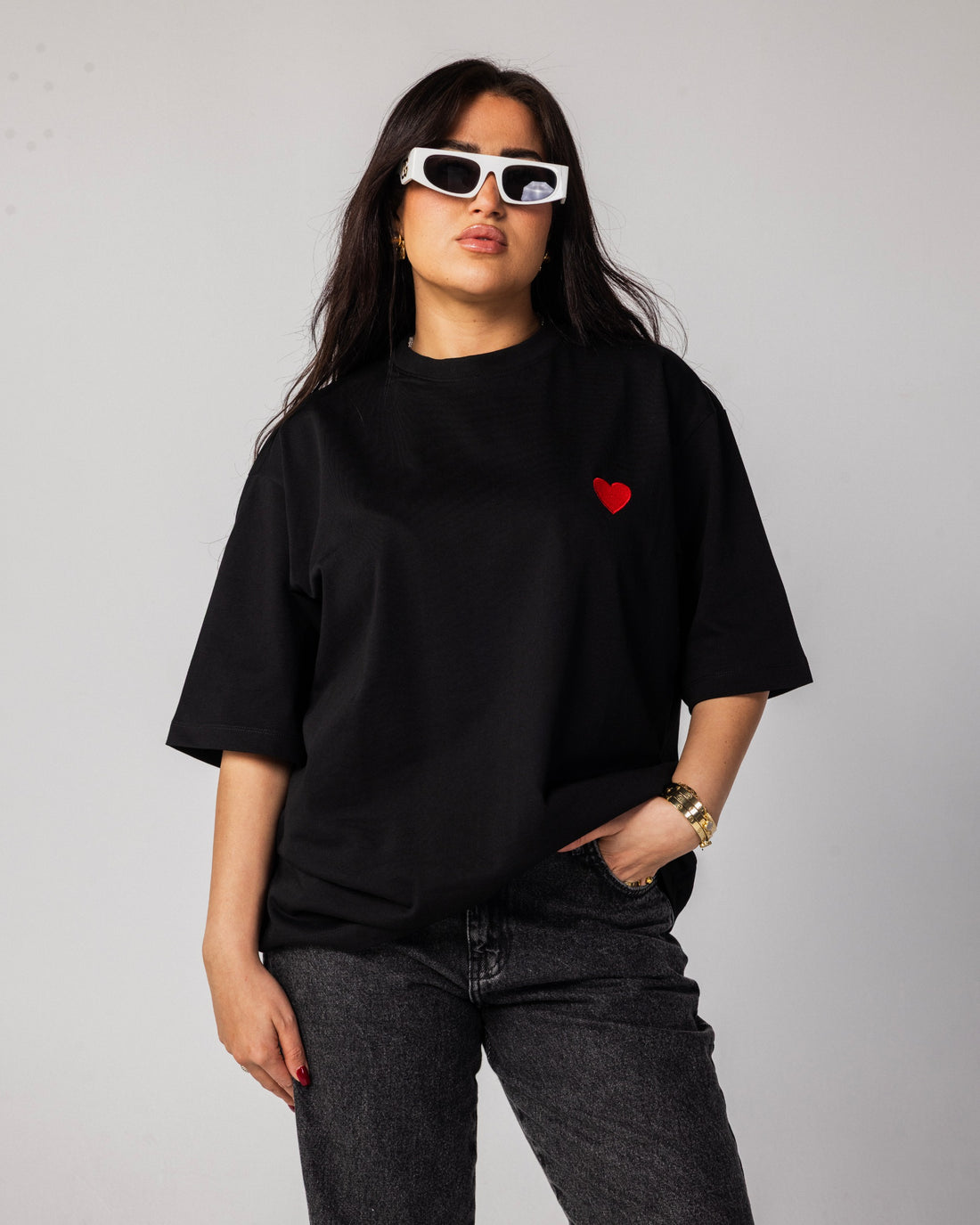 I Heart You Black Oversized Heart T-shirt