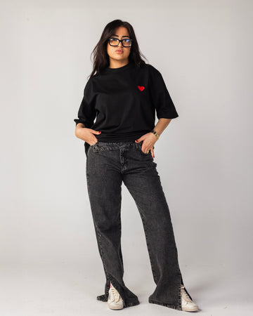 I Heart You Black Oversized Heart T-shirt