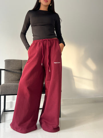 Dark sky Burgundy Oversized Sweatpants
