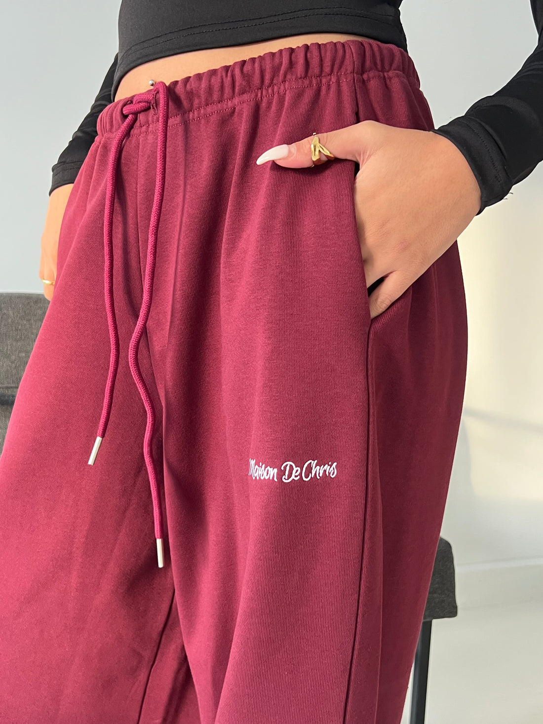 Dark sky Burgundy Oversized Sweatpants