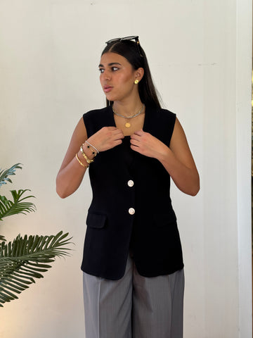 Black lily with silver bottoms vest