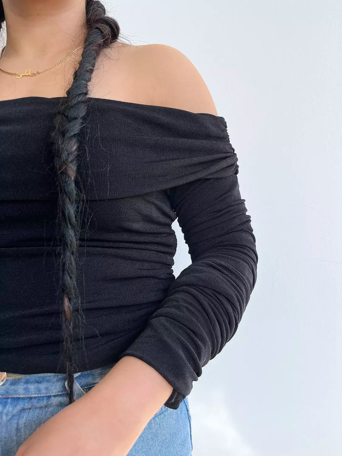 Off Shoulder Top In Black - MaisondeChris