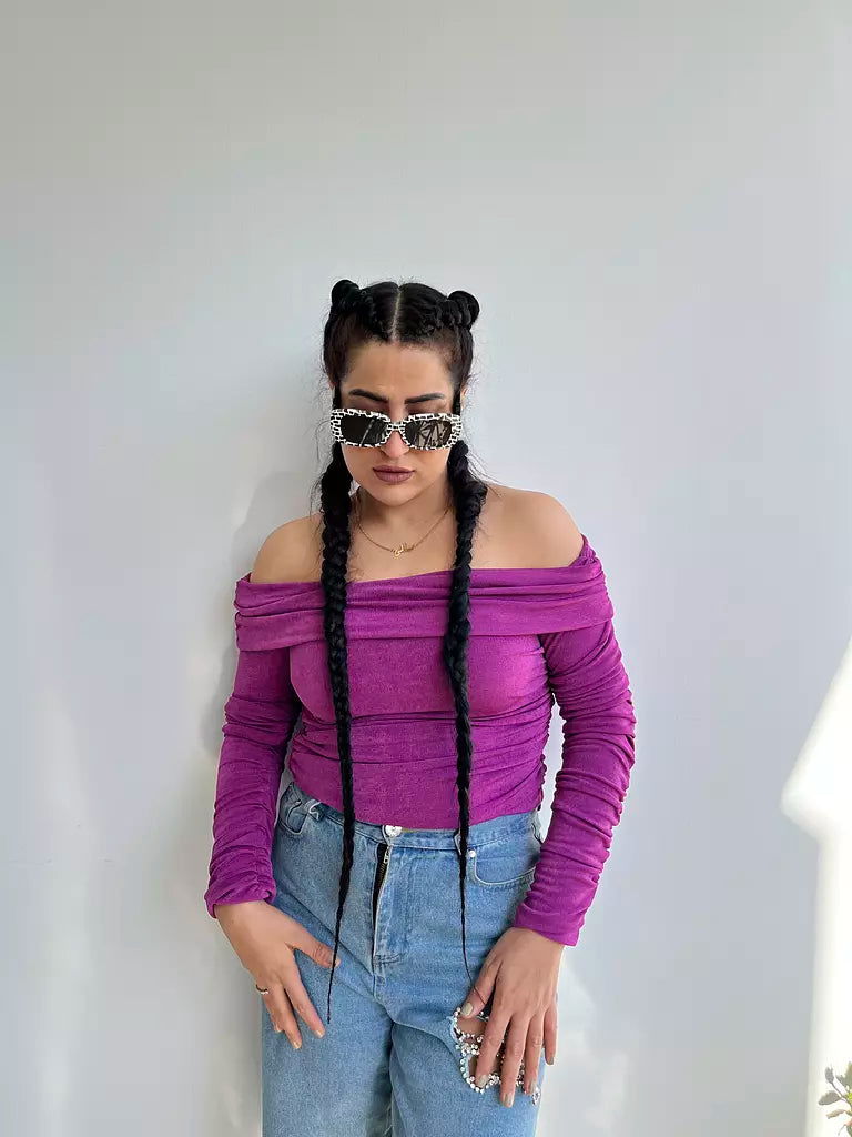 Off Shoulder Top In Purple - MaisondeChris