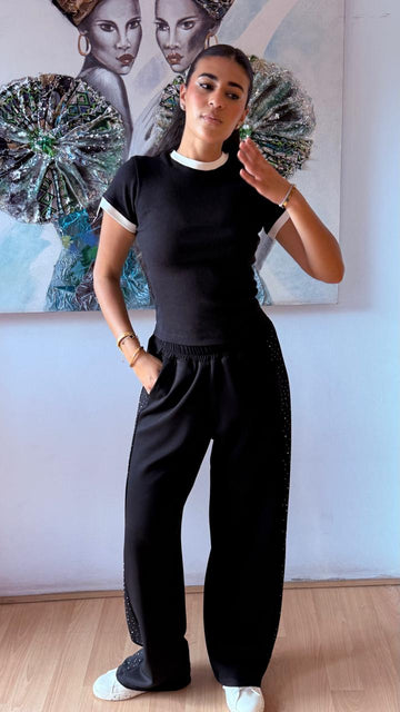 Top basic lined black
