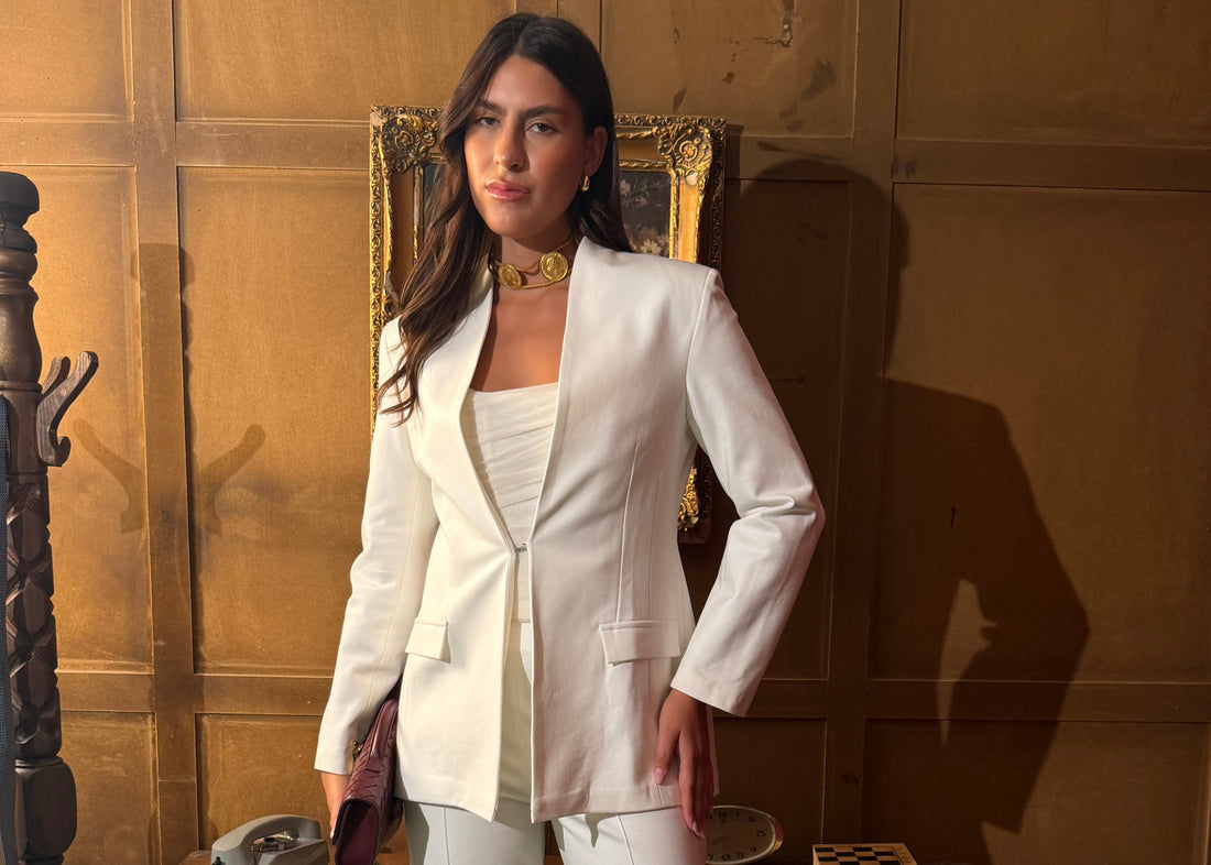 The Study Blazer in Ivory - main view