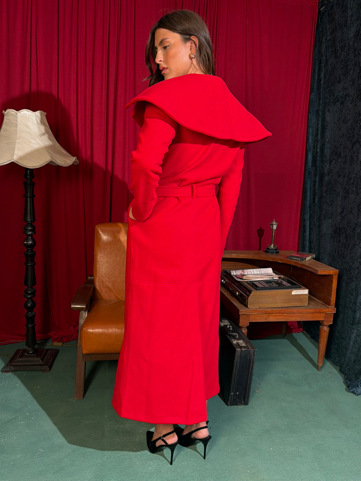 The Curtain Call Coat in Scarlet